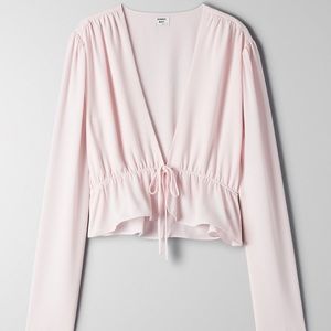 SOLD Aritzia Sunday Best Cropped Tie front Blouse